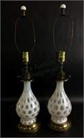 (2) Fenton Opalescent Coin Dot Glass Lamps