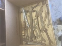 Box of Vintage Wrenches, Ratchets, Hammer, Etc