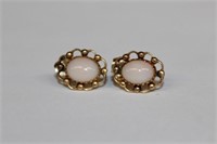 14k yellow gold Opal Earrings pierced post style