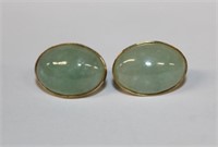 14k yellow gold Jade Earrings, pierced post style