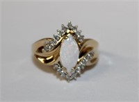 14k yellow gold Opal and Diamond Ring