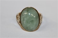 14k yellow gold Jade Ring featuring approx. 7ct