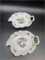 2 herend bird/butterfly dishes