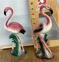 Pair of ceramic flamingos