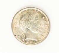 Coin 1899 Barber Quarter-Gem BU