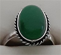 RING JADE COLOR SETTING MARKED 925 SZ 9