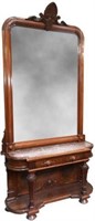 BEAUTIFUL VICTORIAN HALL MIRROR W/MARBLE INSET.