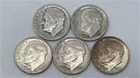 (5) Silver Roosevelt Dimes