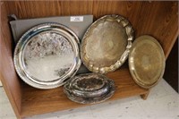 Silver Plate Platters & Covered Dish
