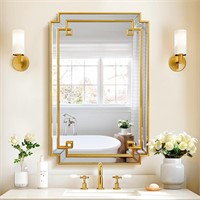 22x32 Wall Mirror for Bathroom  Gold Rectangle Bat