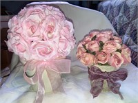 2- Faux potted roses decor, taller is 7-1/2’’H