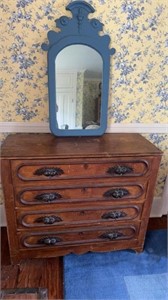 Small antique, four drawer, dresser, and natural
