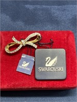 Swarovski Crystal bow brooch with tag