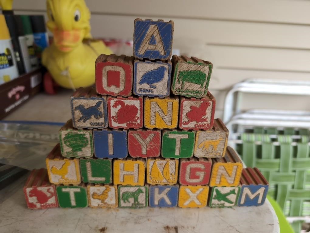 Vintage wood blocks toys