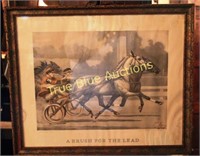 A Brush fro the Lead Horse Drawing in Gold Frame 1