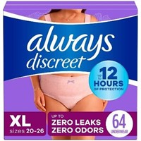 $53  Always Discreet Incontinence XL - 64ct