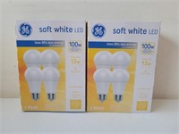 2 soft white 100 W LED Light bulb packs of 4