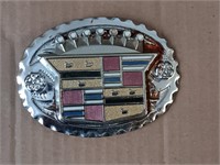Vintage Cadillac emblem belt buckle.