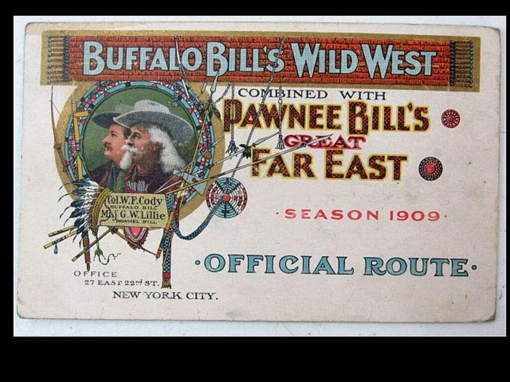 OFFICAL1909 ROUTE CARD- BUFFALO BILL'S WILD WEST &