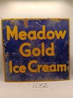 Vintage Double Sided Porcelain Meadow Gold Sign