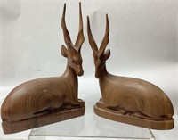 PAIR OF HAND CARVED AFRICAN ANTELOPE, 8’’ H