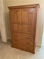 SOLID OAK TV CABINET WITH 3 DRAWERS, 41.5" X 22"