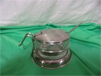 Metal and Glass Seving Dish with Spoon