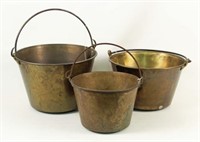Three Antique American Brass Buckets