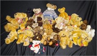 Large box of mostly new handmade teddy bears