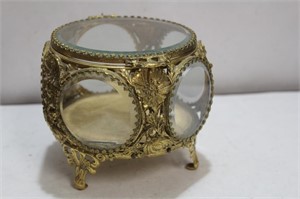 A Glass and Gold Gilted Ornate Box