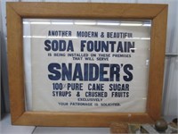 Snaiders Soda Fountain Sign in 29”x23” Frame.