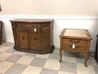Marble Top End Stand and Credenza