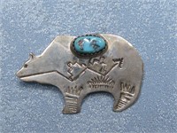 Sterling Silver Navajo RJ Platero Brooch Hallmark