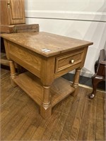 One drawer, oak end table