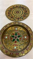 Brass and enamel wall hangings