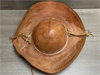 Hard Brown Leather Brazilian Cowboy Hat Small