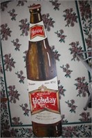 Wooden Holiday Sign in Shape of Beer Bottle