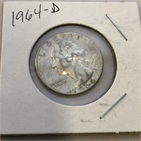 1964-D SILVER Washington Quarter IN CASE