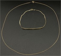 Marked 14K Gold Necklace & Bracelet