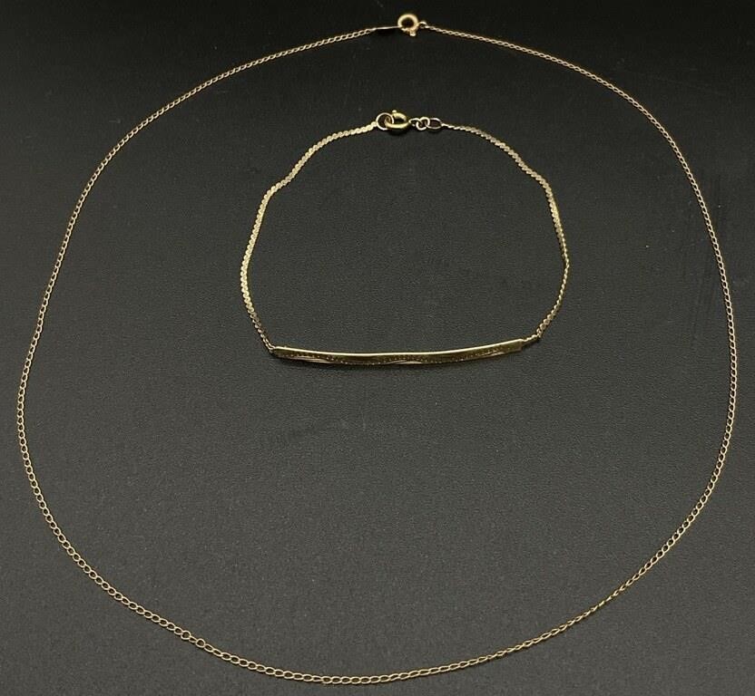Marked 14K Gold Necklace & Bracelet