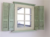 Window Pane Wall Mirror with Shutter Sides