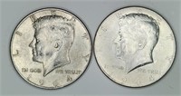 2 1964 Kennedy Siver Half Dollars