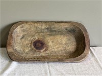 22" Wooden Carved Tub Dough Bowl