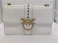 White Smooth Leather Messenger Purse