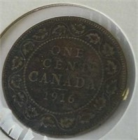 1916 Canada Large Cent VG10 King George V