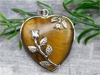 TIGERS EYE HEART PENDANT ROCK STONE LAPIDARY SPECI