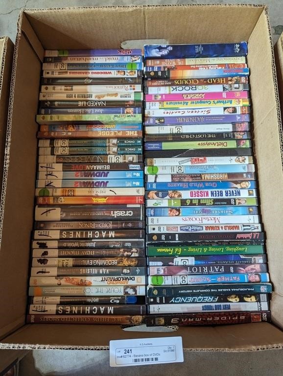 Banana box of DVDs