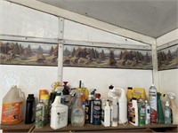 shelf full of misc. car clean, weed killer