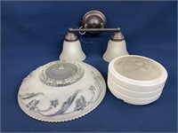 (3) Light Fixtures, 2 are vintage, one has chips,