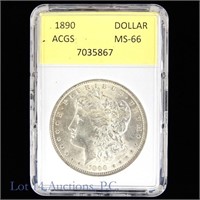 1890 Silver Morgan Dollar (ACGS MS-66)